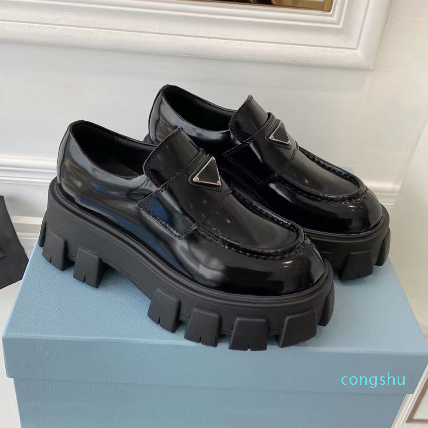 

Designer Sneakers Monolith Casual Shoes Platform Sneaker Black Shiny Leather Women Sneaker Chunky Round Head Rubber Shoe Ladies Loafers33