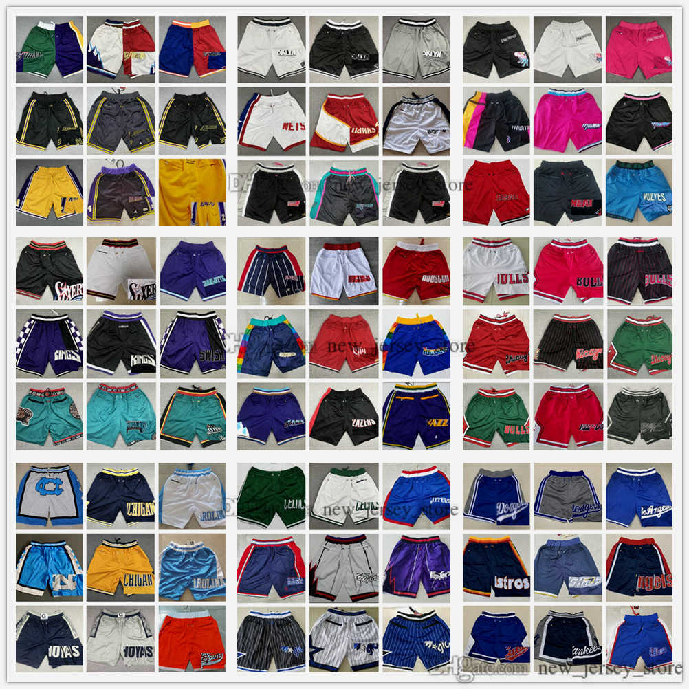 

Stitched JustDon Basketball Pocket Shorts Hip Pop Pant With Pockets Zipper Sweatpants Blue White Black Red Green Baseball Short Man Size S-XXL 001, Choose number you need