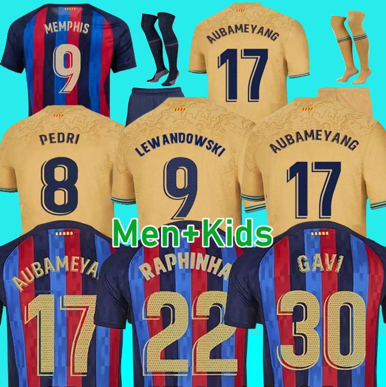 

Quick Dry Camisetas de football soccer jersey PEDRI LEWANDOWSKI GAVI FC ANSU FATI FERRAN RAPHINHA barcelona DEST football shirt men barca kit kids equipments, 22/23 away+lfp