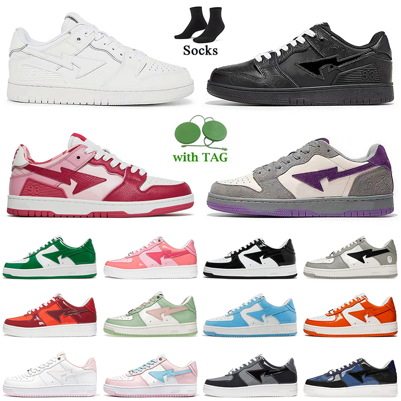 

shoes designer women bapestas 2023 Platform Casual Sneakers 2022 Bapestas Shoes With Socks Baped sk8 sta Patent Leather Black White Pink ABC Color Camo Blue Green, C32 white 36-45