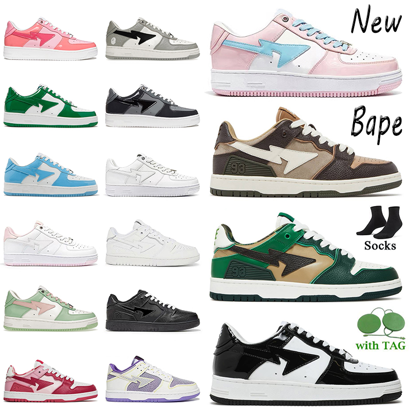 

2022 Newest Bapestas Designer Casual Shoes Off Women Mens Baped Sk8 Sta ABC Camo Green Pastel Pink Patent Leather Black White Beige Suede, D8 36-45
