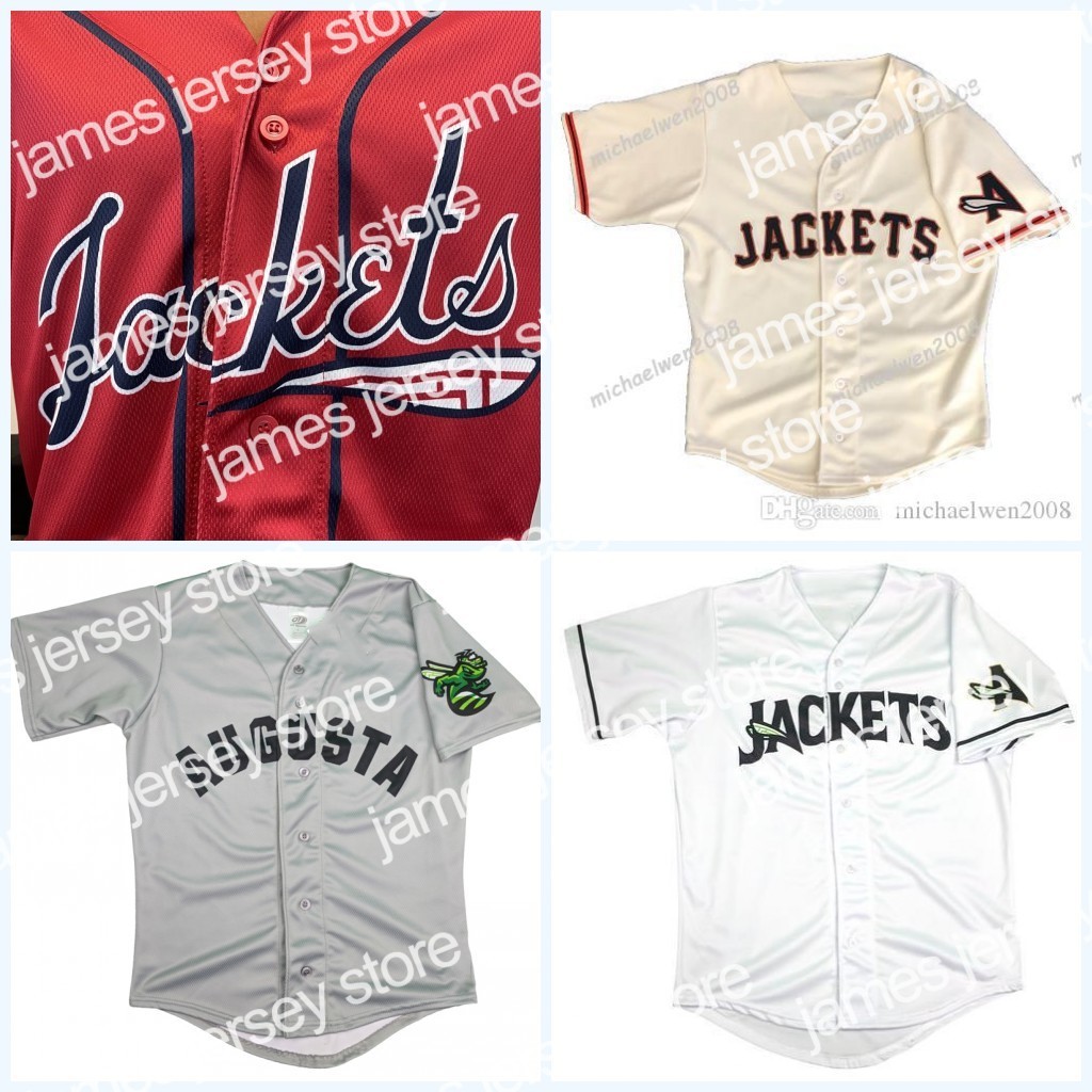 2022 Mens Augusta GreenJackets Jersey 2021 New White Beige Grey Red Custom Any Name Any Number Double Stitched Shirts Baseball Jerseys