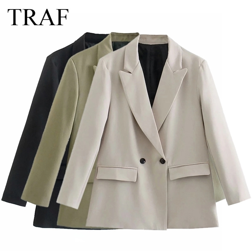 TRAF Vestes Automne À Manches Longues Couleur Unie Simple Et À La Mode Veste Femme Oversize Femme Vêtements Survêtement Classique 220819