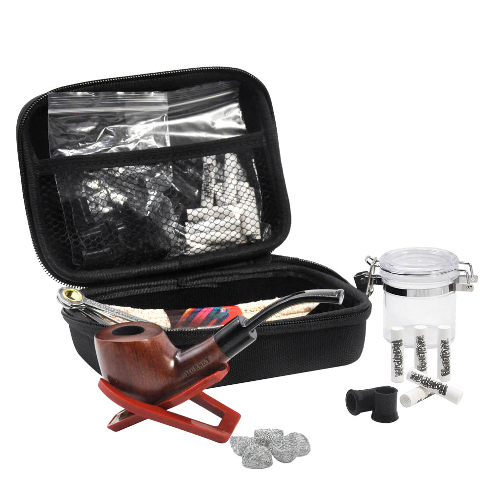 Tobacco Bag Set for smoke cigarette Wood Tobacco Pipe Metal Smoking Pipes Cleaning Tools-image-791202279