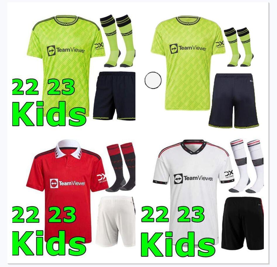 

kids kit Manchesters ERIKSON 22 23 third soccer jerseys RASHFORD MARTINEZ MANS 2022 2023 Ronaldo football shirt United MARTIAL B. FERNANDES green, Black
