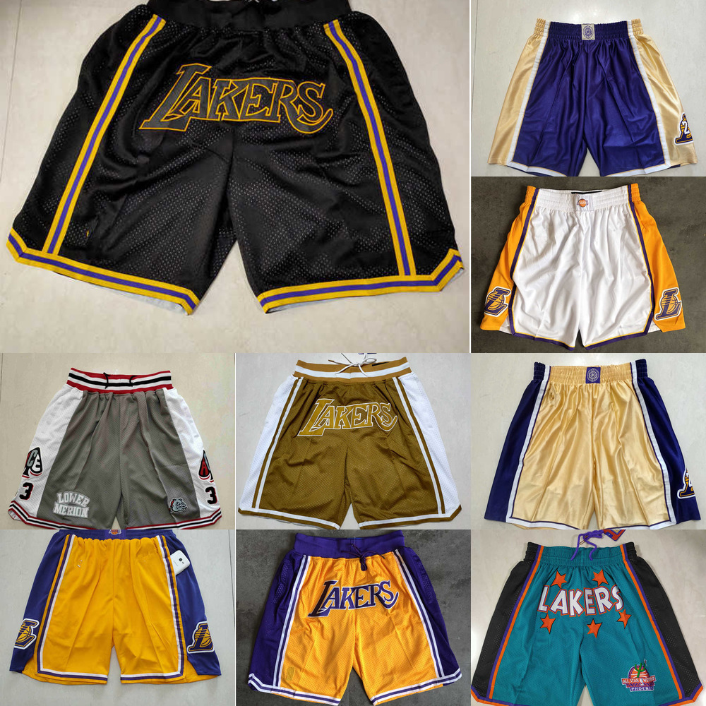 

Los Angeles''Lakers''men Throwback Basketball Shorts pocket red black green, Color