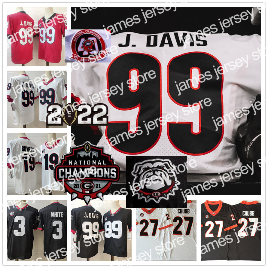 

22 Brock Bowers Jersey UGA Playoff Stitched College Football Jersey 27 Nick Chubb 3 Zamir White #99 Jor dan Davis NCAA GeorgiaBulldogs 13, J.davis white jersey
