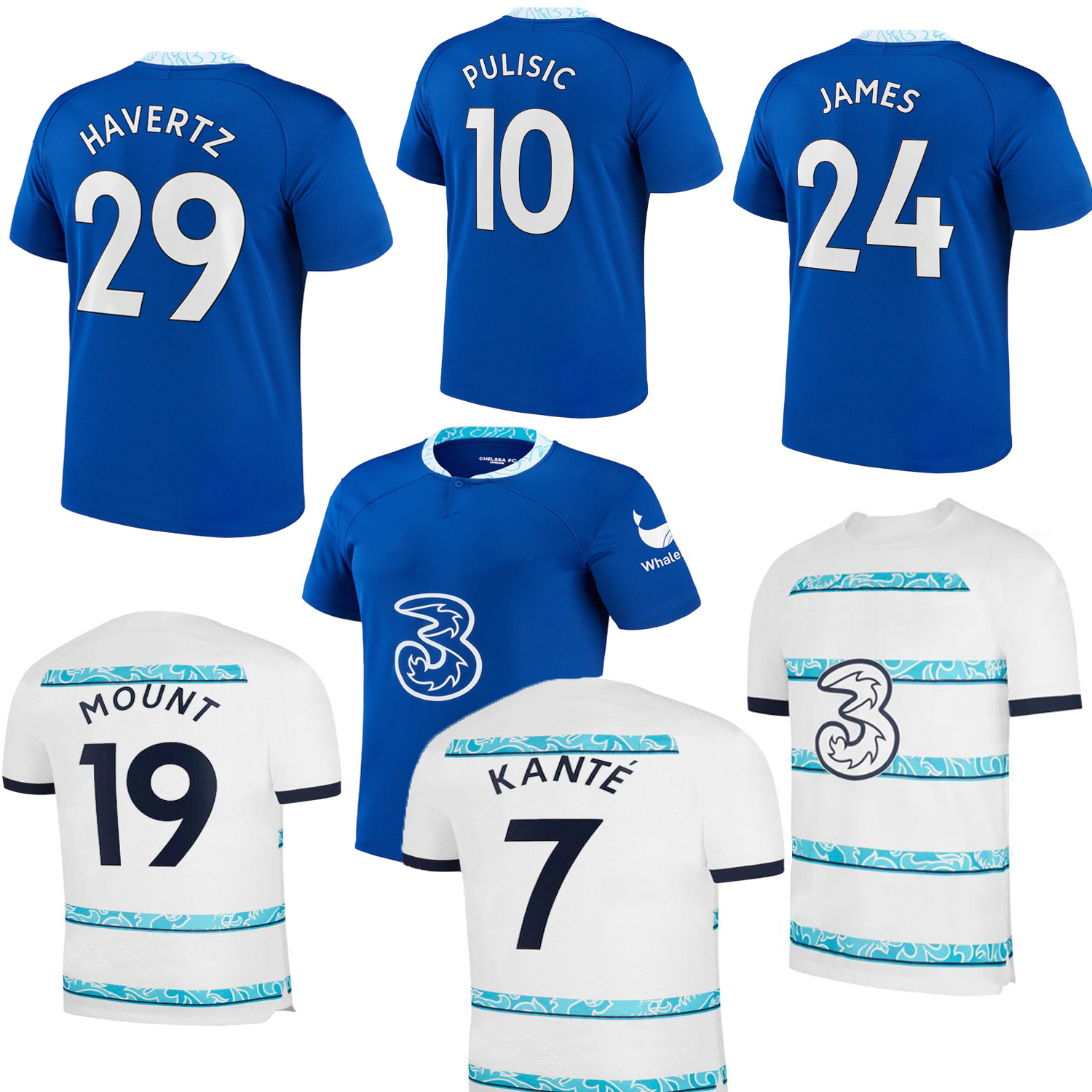 

22 23 Season Soccer Jersey STERLING Home Away Football Shirt MOUNT KOULIBALY HAVERTZ JORGINHO CHILWELL ZIYECH PULISIC JAMES KANTE Football uniforms for Man Adult, 22-23 away