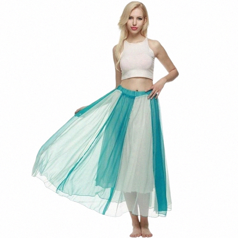 skirts Ekouaer Bohemian Skirt Summer Long Womens Boho Swing Flowing Maxi Full Chiffon Beach D0a9#-image-791251355
