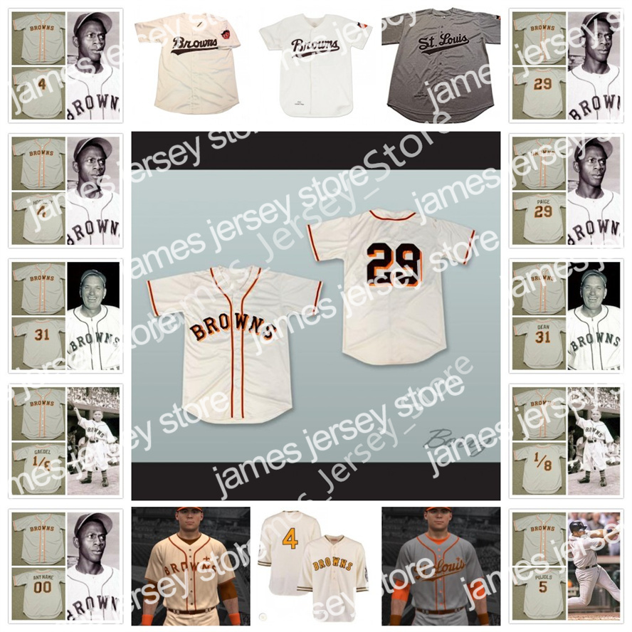 

College Baseball Wears Custom Baseball 1950's Retro Jersey 4 ROGERS HORNSBY 5 ALBERT PUJOLS 1/8 EDDIE GAEDEL 29 SATCHEL PAIGE 31 DIZZY DEAN MITCHELL NESS, 4 rogers hornsby jersey