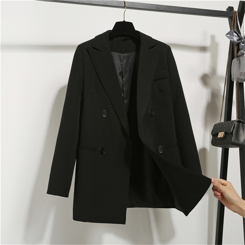 GOOHOJIO Oversized Leisure Women Blazers Autumn Office Lady Pocket Blazer Jackets for Solid Color Coat Ladies 220819