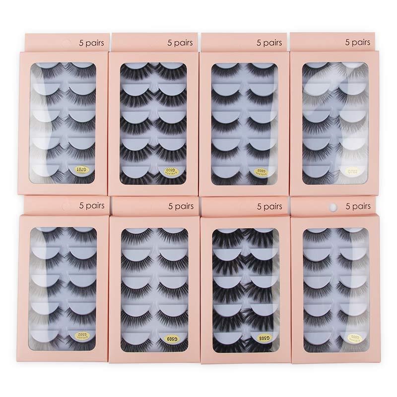 Newest Lovely Natural 5 Pairs Thick False Eyelashes Set Soft & Vivid Messy Crisscross Hand Made Reusable Multilayer 3D Mink Fake Lashes Extension-image-791128082