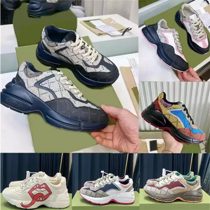 

22ss Designer Rhyton Shoes Multicolor Sneakers Men Women Trainers Vintage Chaussures Platform Sneaker Strawberry Mouse Mouth Shoe With Dust Bags