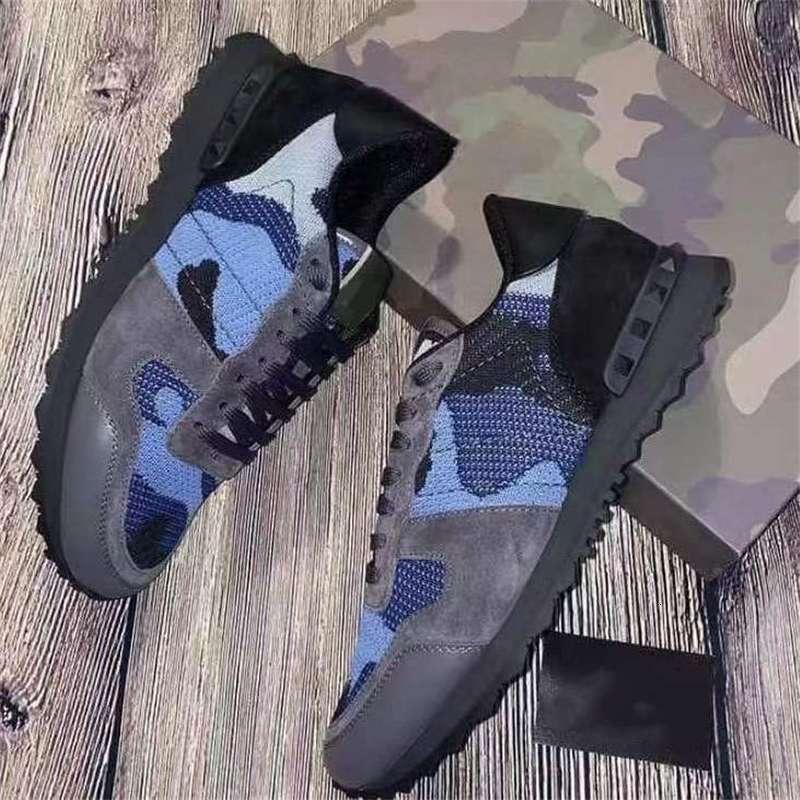 

Mens Rockrunner Camouflage shoes fashion luxury designer sneakers Genuine Leather stud Rivet Sneaker Rubber bot Valentinoe''Valentinoity PbT, Color 14