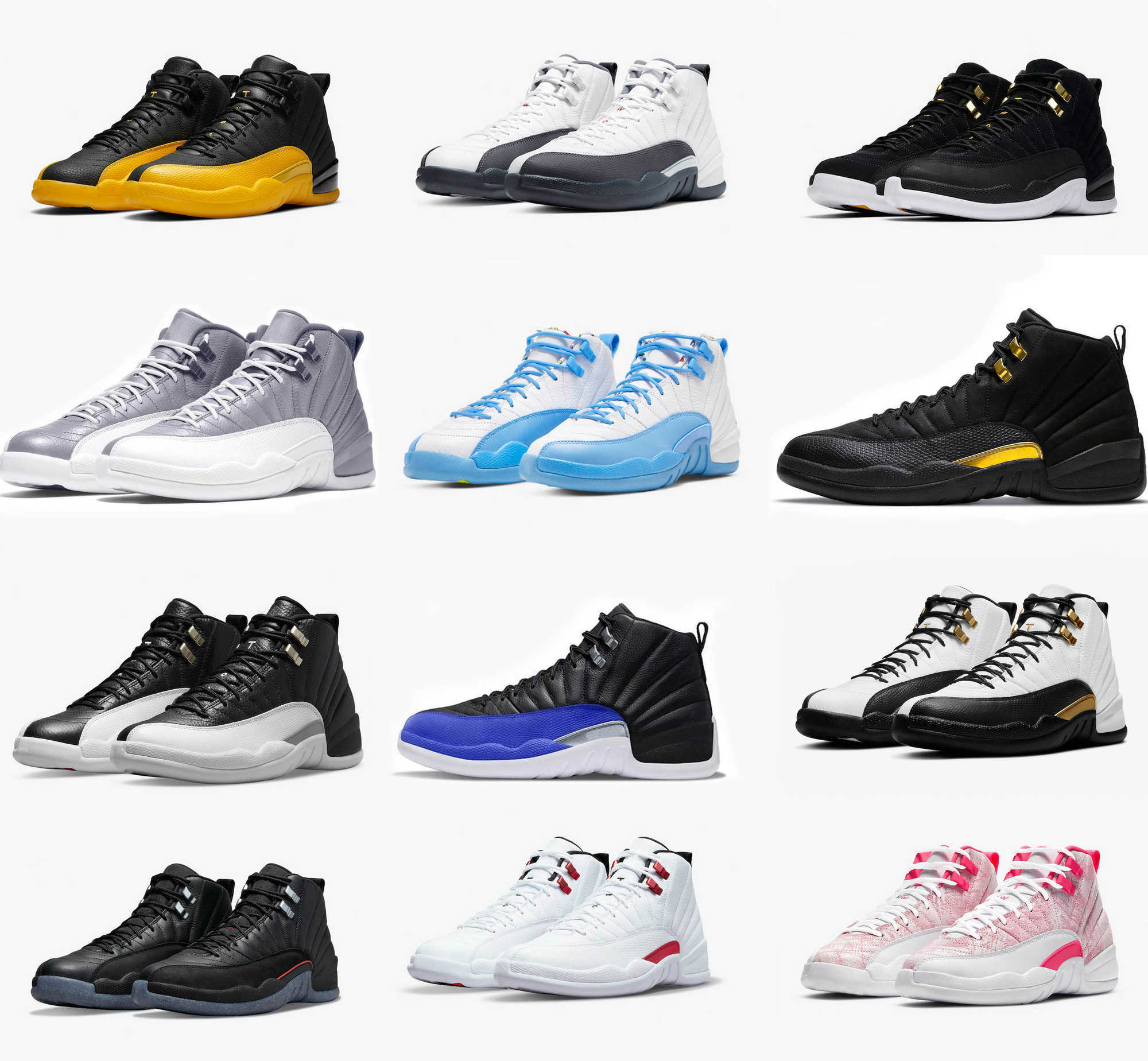 

2022 Air Authentic 12 Stealth Men Basketball Shoes GS Black Taxi Sneakers Playoffs Hyper Royal 12S Real Carbon Fiber Outdoor Retro Sports Shoes With Box, Customize