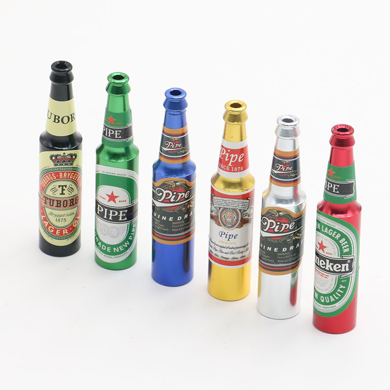 

Novelty 2.7 Inch Smoking Metal Pipe Glossy Beer Bottle Shaped Fuuny Cool Tobacco Hand Pipes for Household