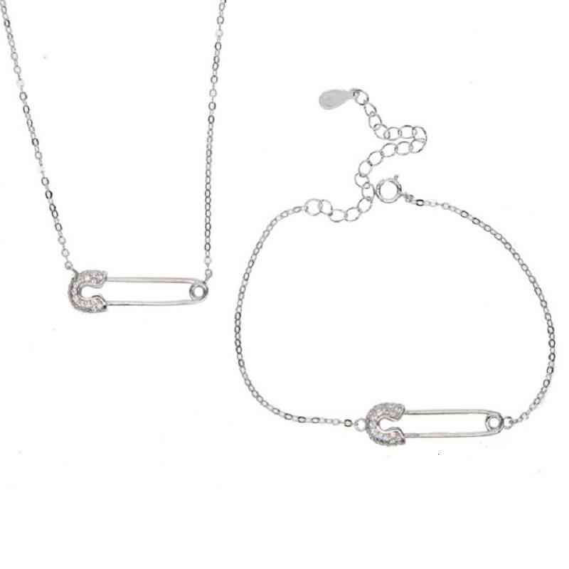 Bangle Designer Jewelry 100% 925 Sterling Silver Clear Cz Paved Safety Pin Charm Bracelet for Women Girls Untique Delicate Dainty Jewerly Drop Sh
