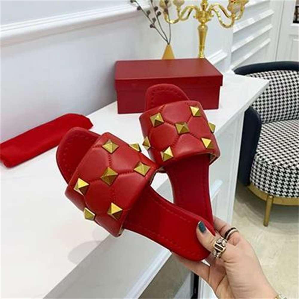 

Women Roman Sandal Rivet Slides Summer er Flat Slipper High Heel Quilted Gold Stud Sexy Sheepskin Mules Shoes B Valentinoe''Valentinoity awZ, Color 8