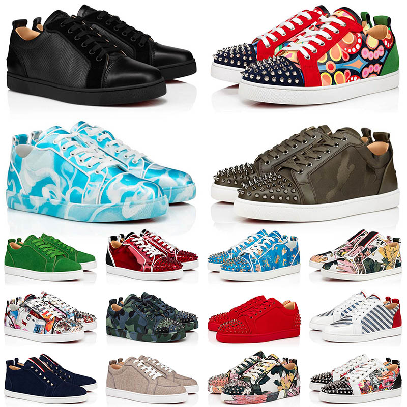 

designer 2022 mens women red bottoms sneakers shoes vintage leather spike suede casual bottoms luxury loafers low cut bottom trainers eur 35-47