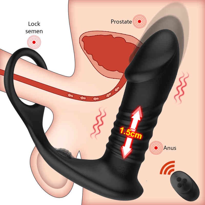 Vibrator Penis Cock Vibrators Men Remote Control Prostate Massager Telescopic Male Butt Plug Dildo Anal Sex Toys Adults Goods for Women Gay-image-791331160