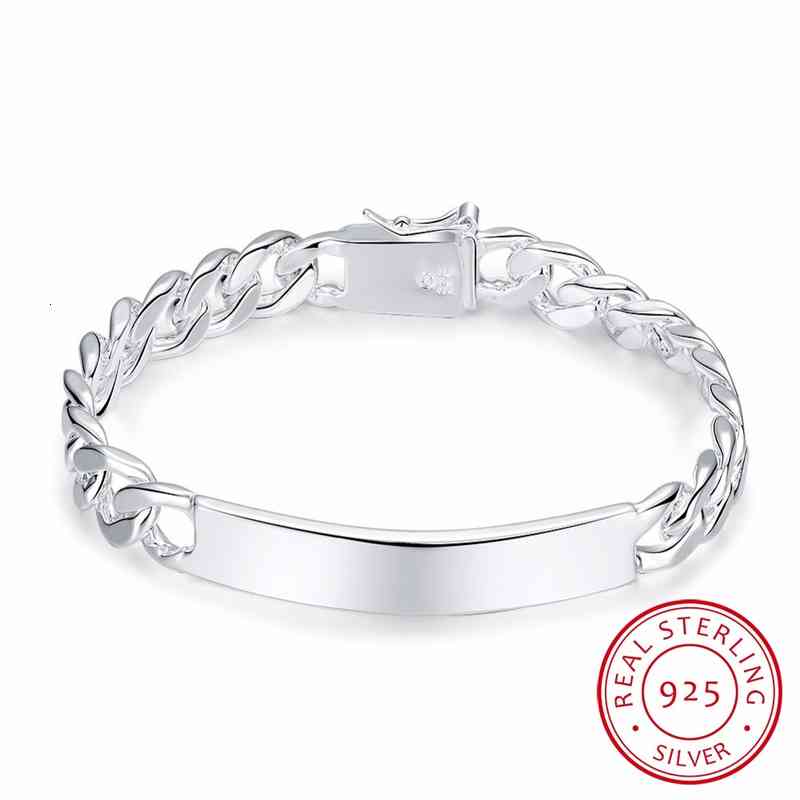 Bangle Designer Men's Fine Jewelry 925 Sterling Silver Id s 10mm Watch Chains 20cm Bracelet Pulsera Prata Hombre Leisure Accessories