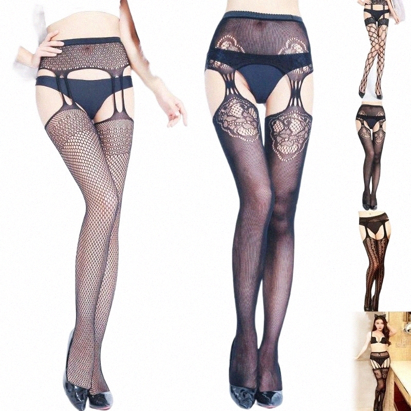 bras Sets Sexy Suspender Stocking High Knee Socks Open Crotch Pantyhose Hold On Lady Crotchless Tights Sex Lace Erotic For Women Wholesale U1YT#-image-791325666