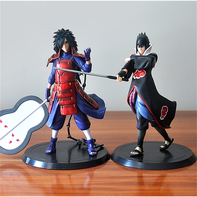 

2pcs/lot 18cm Japan Anime Uchiha Madara Uchiha Sasuke PVC Action Figures Model Toys MX200319