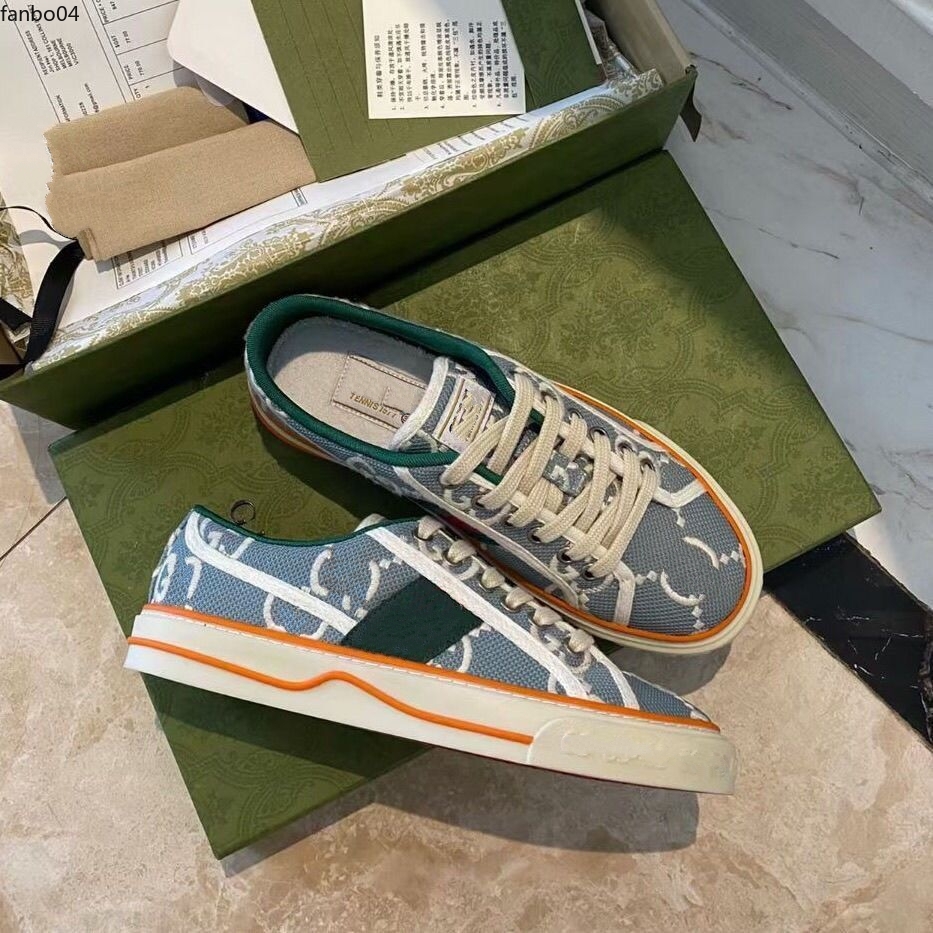 Designer Tennis 1977 Sneaker toile Chaussures de luxe Beige bleu délavé Jacquard Denim chaussures pour femmes Ass semelle en caoutchouc Semelles