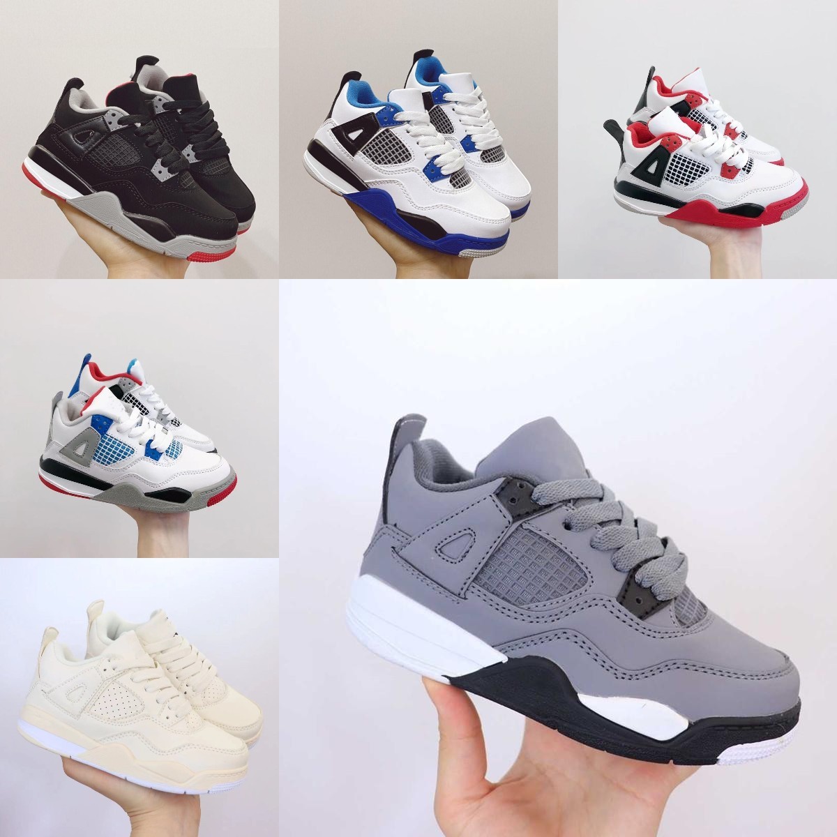 Top Qualité Jumpman Enfant 4 4s Chaussures De Basketball Raptors Bred Tattoo 3s Tinker Ciment Noir Grands Enfants Jeunes Garçons Sport Enfants Ba