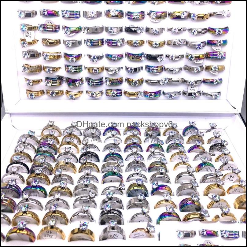 Bands anneaux en gros de 100pcs de mode pour femmes zircon ramionn de mariage romantique bijoux livraison de gouttes 2021 packshopv6 dh3ah