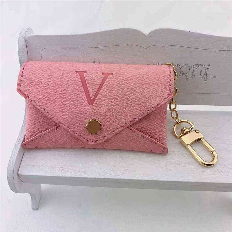 bai cheng Luxury Womens Mens Designer Keychain Fashion Leather Purse Keyrings Brand Old Flowers Mini Wallets Coin Credit Card Holder 8 Colors No