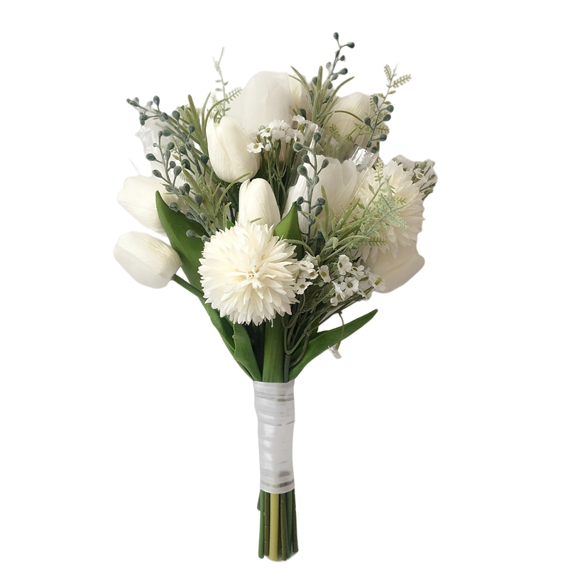 

Bridal Bouquet Small Hand Hold Bunch For Bridesmaid and Flower Baby Girl White Tulip Wedding Bouquet Ramos De Flores