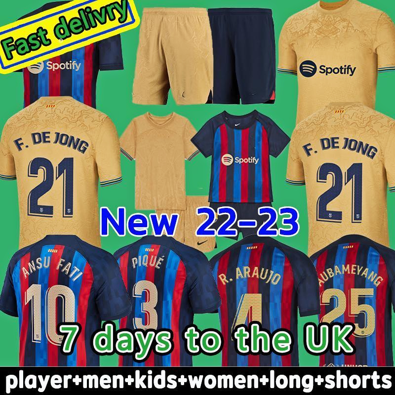 

16-4XL 22 23 LEWANDOWSKI Garcia barcelona soccer jersey Dembele FATI FERRAN Sergio 2022 home away fans player MEMPHIS PEDRI ADAMA F. DE JONG kit shirt men kids sets socks, 2122 away