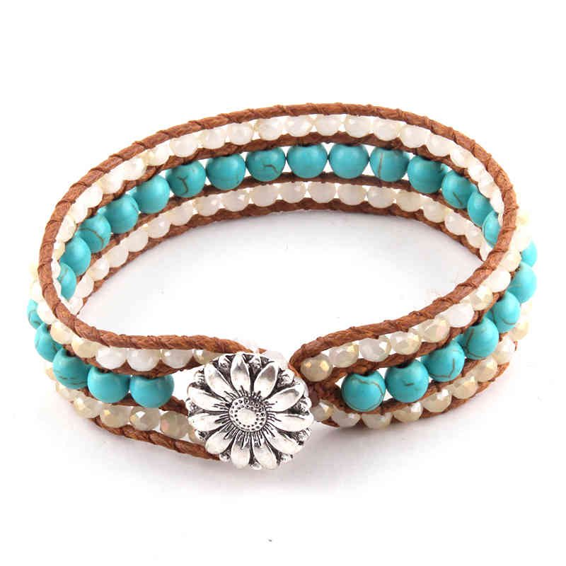 Bangle Designer Jewelry Fashion Beautiful Energy Beaded Handmade Natural Stone Glass Crystal Wrap Bracelets Bangles Dropship