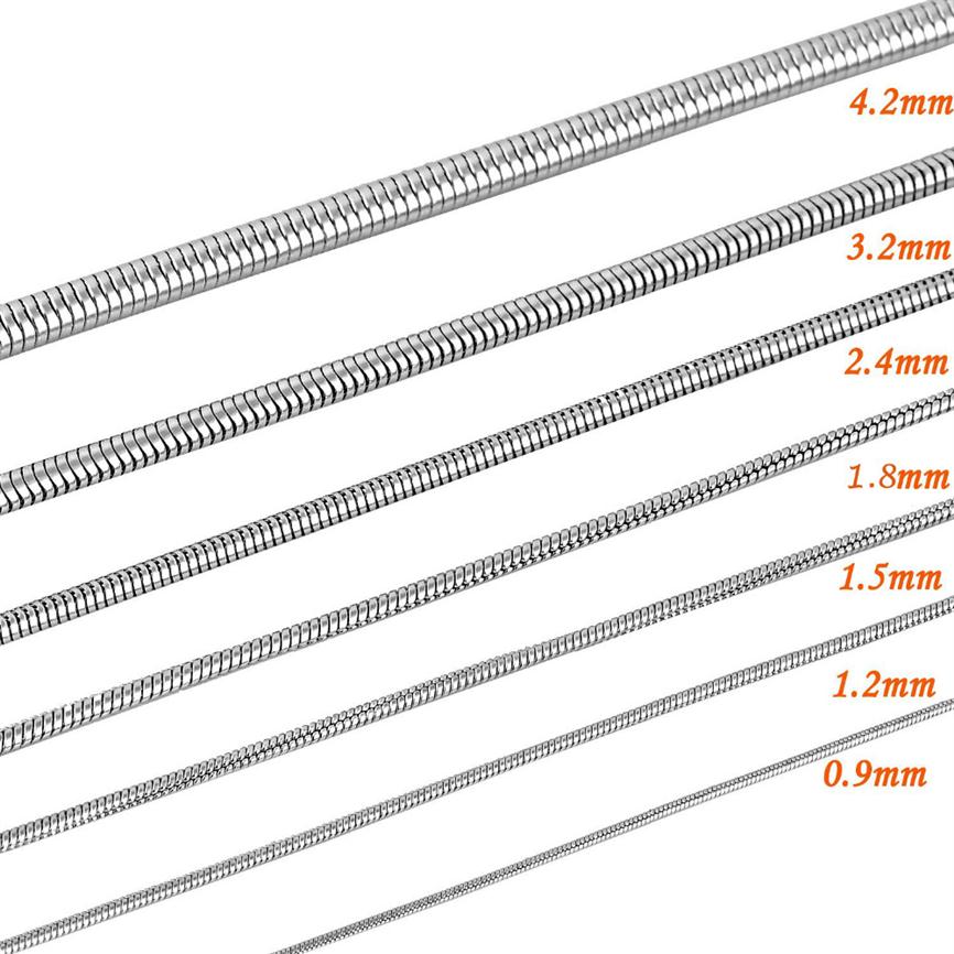 1 piece Stainless steel Round Snake Chain Pendant Necklace For Men Women Necklace Jewelry200S