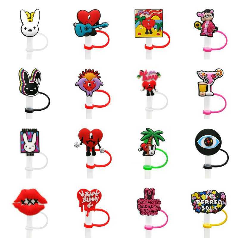 

straw bad topper bunny silicone mold accessories cover charms Reusable Splash Proof drinking dust plug decorative 8mm straw party supplies