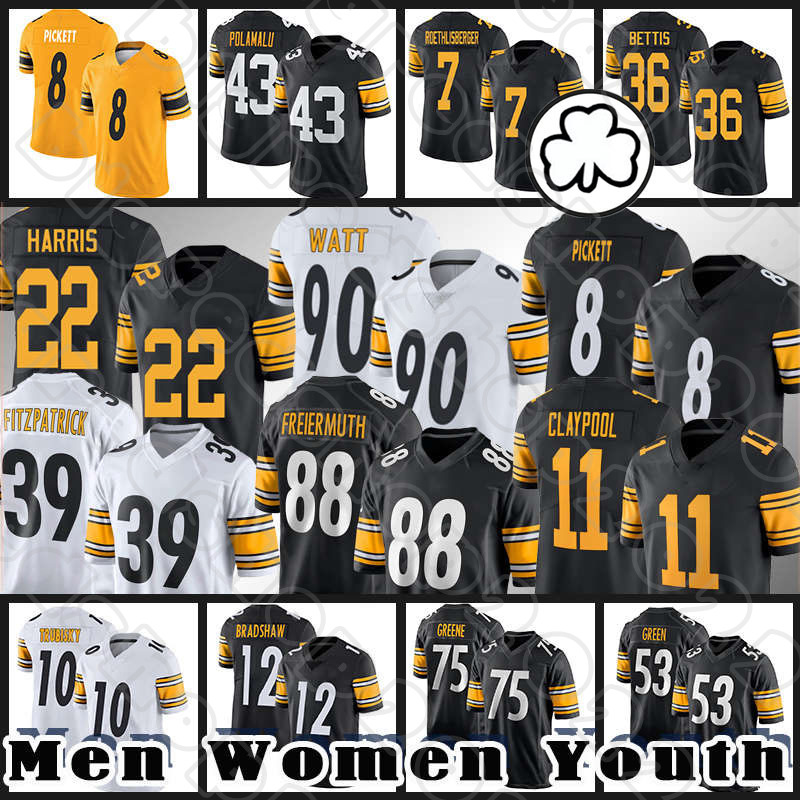 

90 T.J. Watt 8 Kenny Pickett Jersey 22 Najee Harris Football Jerseys Chase Claypool Pat Freiermuth Myles Jack Minkah Fitzpatrick Mitchell Trubisky Chris Boswell Bush, Men+patch {s-xxxl}