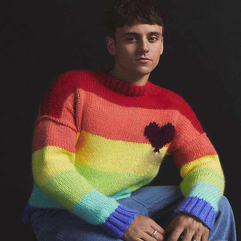 Rainbow Paris Designers Pulls Hommes Tricot Pull À Capuche À Manches Longues Pull Vintage Sweat-shirt Broderie Tricots Lettre Femmes Automne Hive