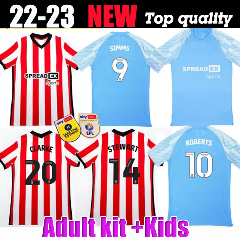 

SUNDERLAND 22 23 soccer jerseys home away BLUE SIS 2022 2023 DAJAKU EMBLETON BROADHEAD Gooch O'NIEN Stewart PRITCHARD NEIL MCGEADY kids baby kit set football shirts