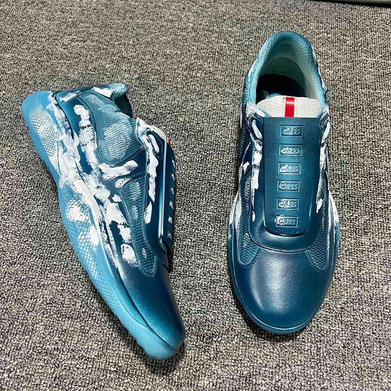 

Designer Fashion mens woman Casual shoe sneakers Red characteristic decorative line rubber Patent leather technical fabric flexible Americas Cup shoes14