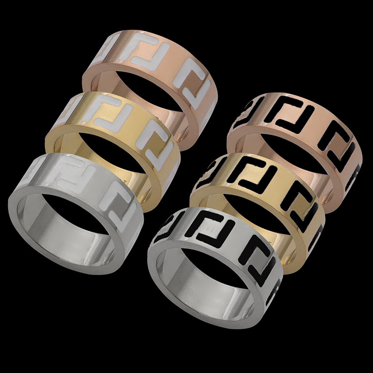 High Quality Wedding Jewelry Engagement Gift For Women Designer Couple Enamel Rings 925 Silver Gold Ring Woman F Ring With Dust bag-image-791224146