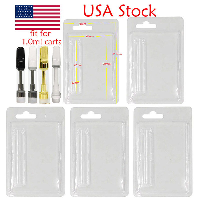 

Cartridges Packaging Blister Pack Cases USA Stock 1.0ml Vape Carts 510 Thread Thick Oil Atomizers Package Plastic ClamShell Customized Card E-cigarette 1000pcs/box