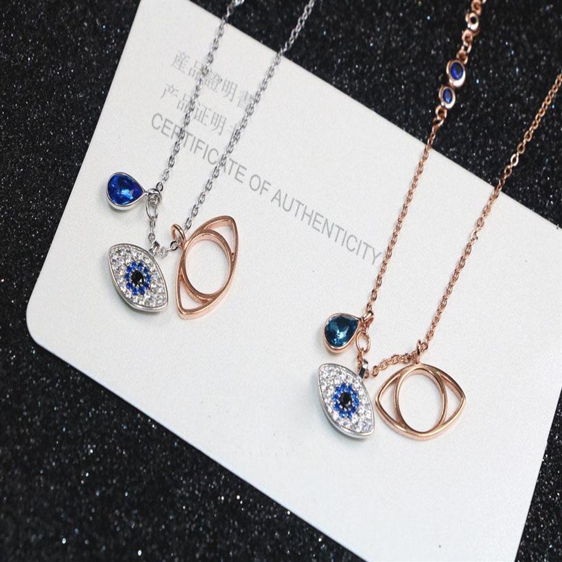 

2019 Classic Evil Eye Necklace Jewelry for Women Girls Jewelry Set Gift Silver Rose Gold 2Colors 925 Sterling Silver Plated237Y