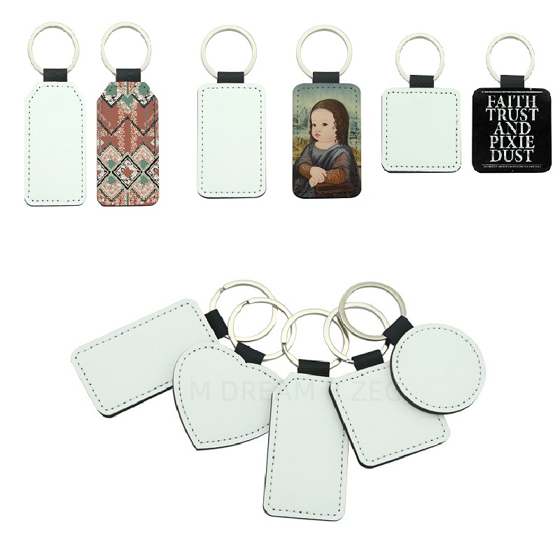 

Wholesale Blank Keychain Sublimation PU Leather Keychains DIY Craft Key Chain Gift Heat Transfer Keyring