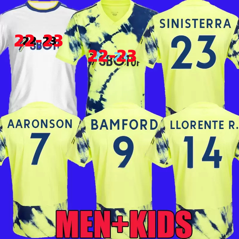 

22 23 BAMFORD Home away Soccer Jerseys kits RAPHINHA HARRISON Blue Shirt 2022 2023 JAMES MESLIER Uniforms Men kids football shirt player version Kit
