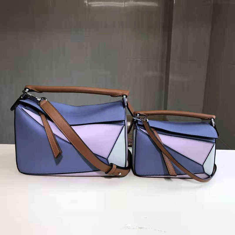 Designer bag woman's fashion handbag Loew's New Versatile Texture Puzzle Geometric Leather Color Matching Deformation Single Shoulder M