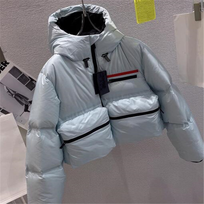 Veste en duvet de créateur pour femme, parka à la mode avec lettres classiques à capuche, grandes poches, manteau d'hiver chaud en coton court