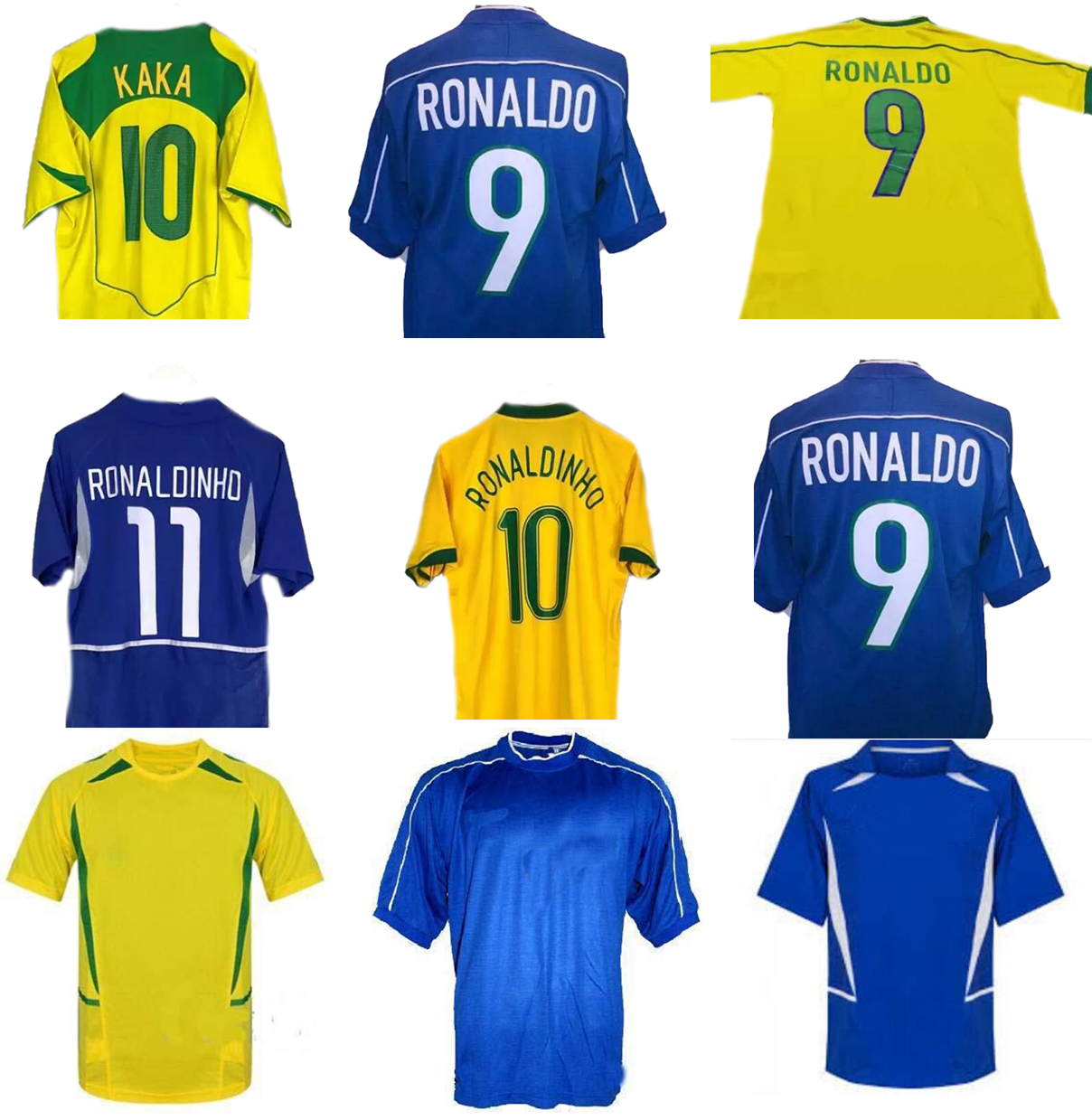 

Retro old soccer jersey Customized Thai Quality yakuda RONALDO 9 Ronaldinho 10 11 RIVALDO 10 BEBETO 7 R. CARLOS 6 ZICO 10 BEBETO 20 fotball wear, 1998