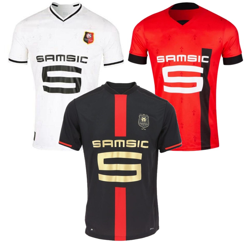 

Player Fans version 2022 2023 Stade Rennais Soccer Jerseys LABORDE THEATE TERRIER BOURIGEAUD LABORDE SULEMANA Rennes 22 23 football men and kids shirt, 120th black+patch