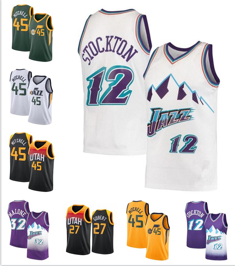 

Donovan 45 Mitchell Rudy 27 Gobert John 12 Stockton Basketball Jerseys Mens City Karl 32 Malone 75th Purple Edition Retro Jersey Shirt 666, 16